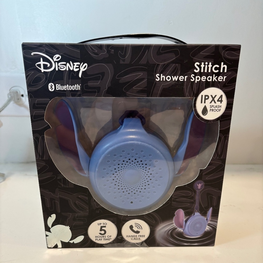 New in box, Disney Stitch Shower Speaker Splash Proof Buetooth